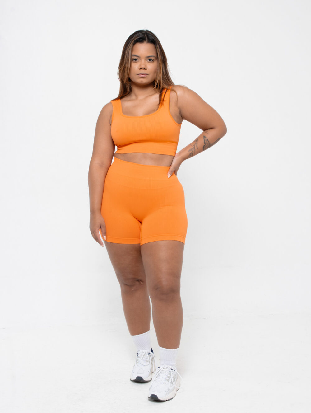 Short Seamless Canelado Tangerine