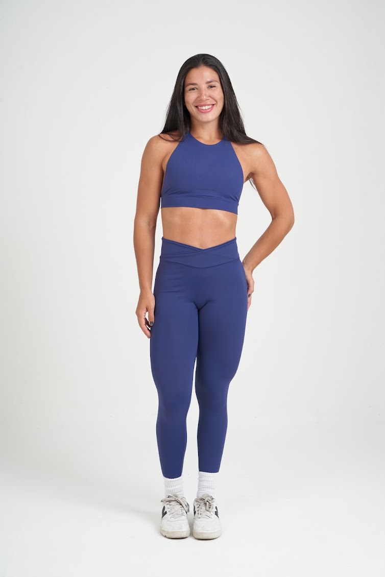 Legging Cós Alto Cruzado Essential Mirtilo