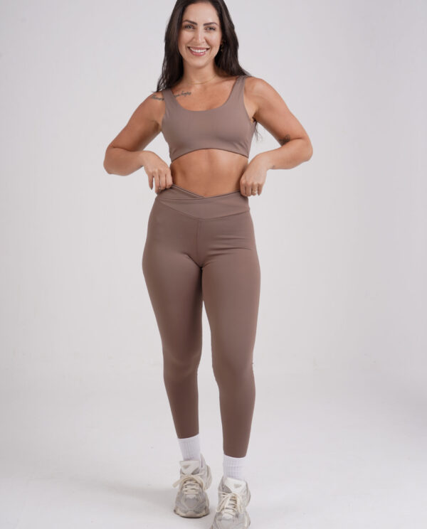 Legging Cós Alto Cruzado Essential Cappuccino